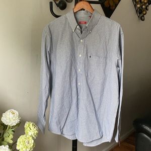IZOD Men's Long Sleeve Striped Button-down Shirt Size L